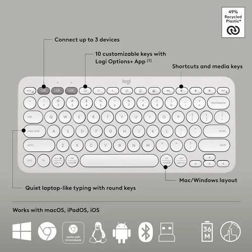 Logitech Pebble 2 Wireless Keyboard & Mouse Combo White - 5