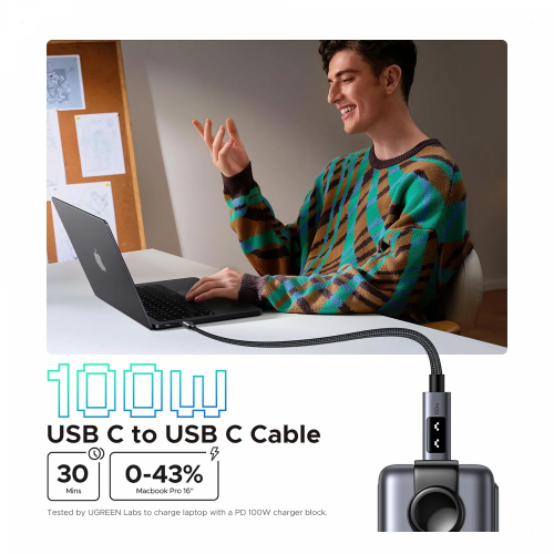 UGREEN UNO USB-C Male to Male 100W PD Fast Charging Braided Cable 1m (35501) - 3