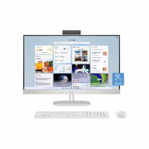 HP 24-cr1000l AIO PC Core Ultra 7-155U 5.0 GHz, DDR4 8GB RAM, 512GB PCIe NVMe M.2 SSD, Intel Iris Xe Graphics, FHD 23.8-inch, Touch, K&M, Shell White - 2