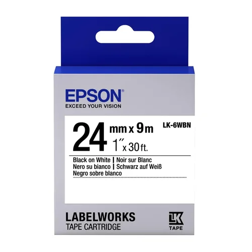 Epson LabelWorks Standard LK-6WBN Tape Black on White Cartridge