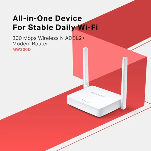 Mercusys MW300D 300Mbps Wireless N ADSL2+ Modem Router / Свич салаалагч , Сүлжээний Төхөөрөмж / - 3