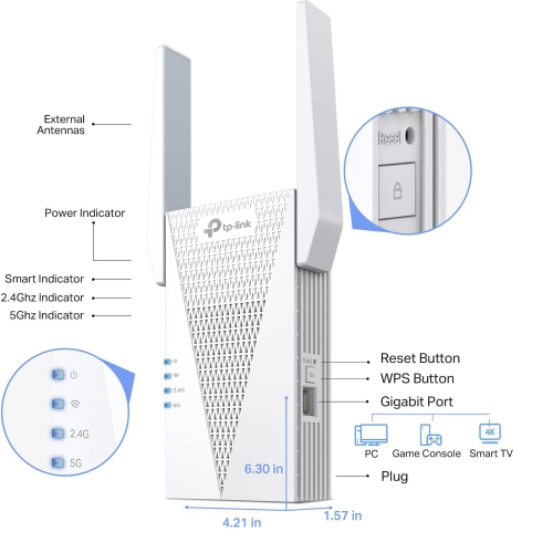 TP-Link RE715X AX3000 Mesh Wi-Fi 6 Range Extender - 4