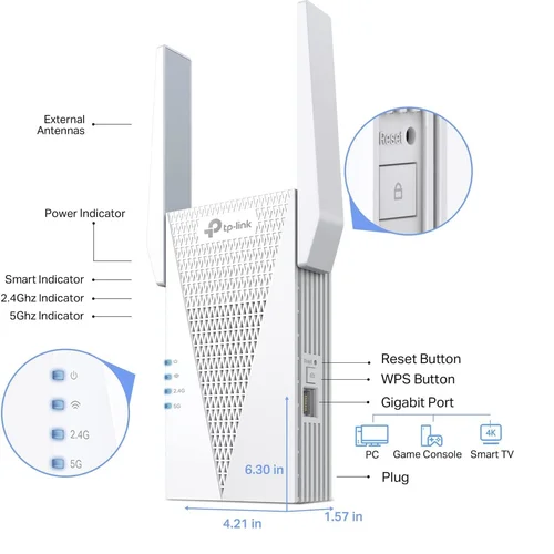 TP-Link RE715X AX3000 Mesh Wi-Fi 6 Range Extender - 4