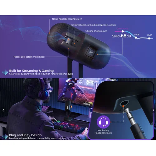 Meetion MC16 Wired Gaming Microphone Black - 3