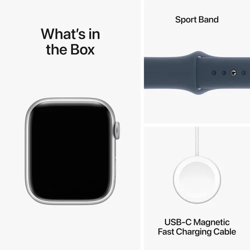 Apple Watch Series 9 GPS 45mm Silver Aluminum Case with Blue Sport Band /MR9F3/ - 6