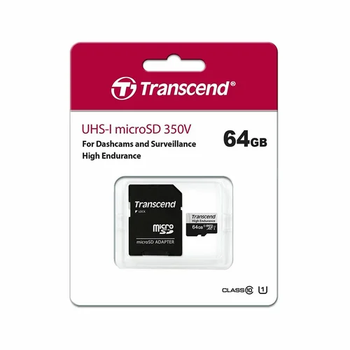 Transcend 64GB High Endurance 350V UHS-I XC 100MB/s Micro SD Memory Card with SD adapter /TS64GUSD350V/ - 3