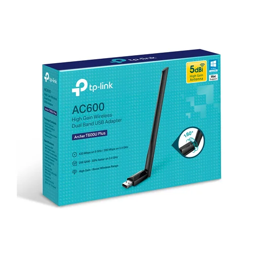 TP-Link Archer T600U Plus AC600 High Gain Wireless Dual-Band USB Adapter - 4