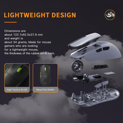 Motospeed Darmoshark M3S Pro Wireless, Wired, Bluetooth Tri-Mode Optical Gaming Mouse, Black - 5