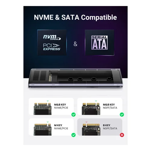 UGREEN 10Gbps M.2 NVMe SATA Enclosure (90264) - 2