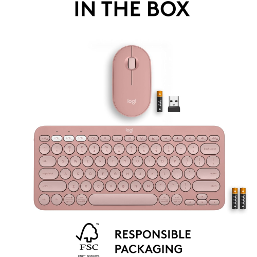 Logitech Pebble 2 Wireless Keyboard & Mouse Combo Pink - 9