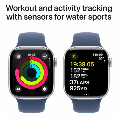 Apple Watch Series 10 GPS 46mm Silver Aluminium Case with Denim Sport Band (S/M) /MWWL3/ - 5