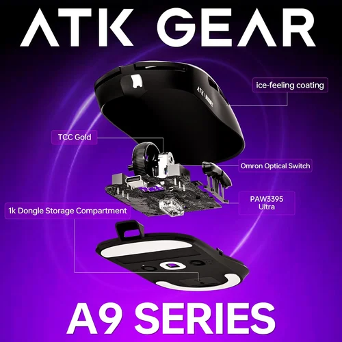 ATK A9 SE Wireless Gaming Mouse, White - 5