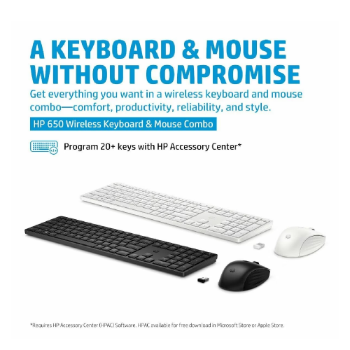 HP 650 Wireless Mouse and Keyboard Combo, White - 4