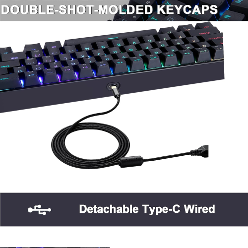 Motospeed CK67 Wired Mechanical Keyboard, Black - 5