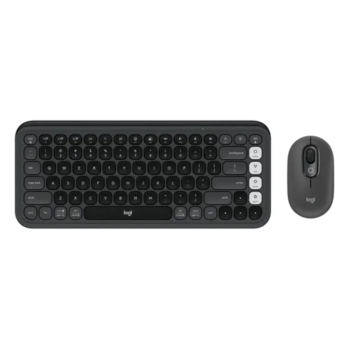 Logitech POP ICON Wireless Keyboard & Mouse Combo, Black - 1