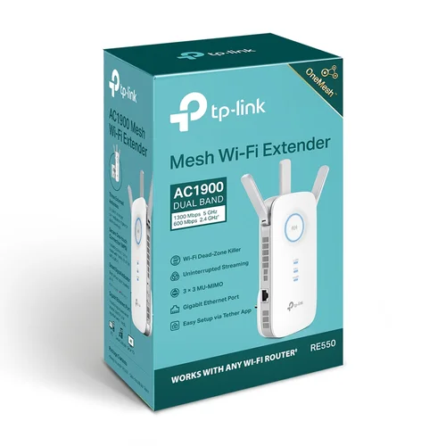 TP-Link RE550 AC1900 Dual-Band Wireless Mesh Wi-Fi Range Extender - 5