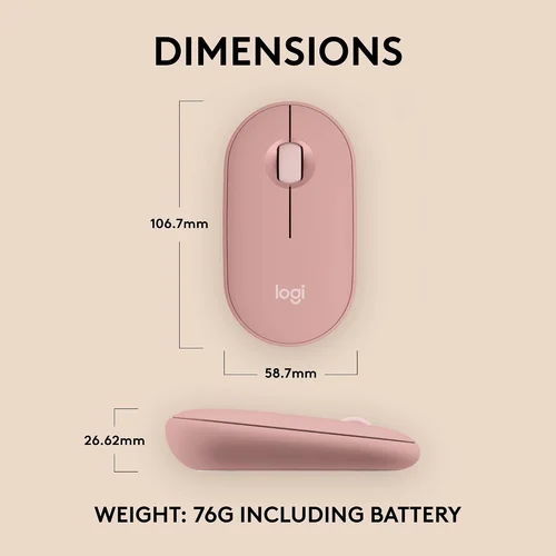 Logitech Pebble M350s Silent Wireless Mouse Rose - 2