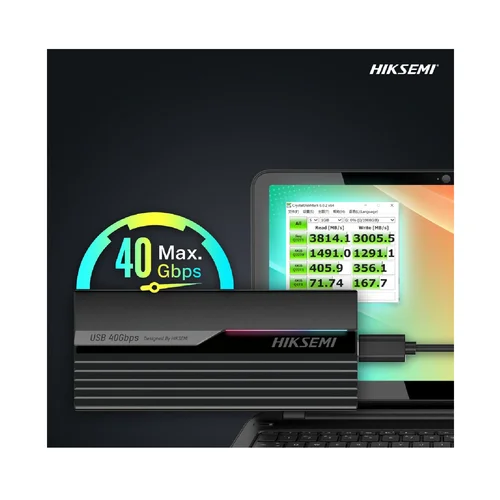 Hiksemi MDS4 USB4.0 Type-C up to 40Gbps M.2 NVMe Enclosure with RGB HS-HUB-MDS4 - 2