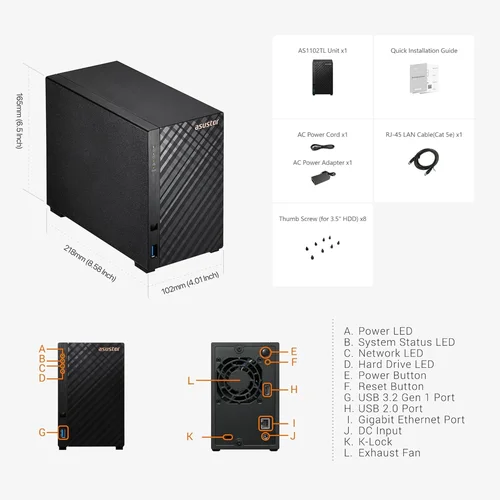 ASUSTOR DRIVESTOR 2 Lite AS1102TL 2-Bay Quad-Core 1.7GHz Personal Cloud NAS / NAS төхөөрөмж / - 4