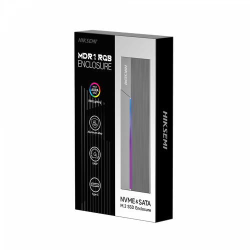 Hiksemi MDR1 USB3.2 Type-C up to 10Gbps M.2 NVMe & M.2 SATA SSD Enclosure with ASUS Aura Sync RGB /HS-HUB-MDR1/ - 4