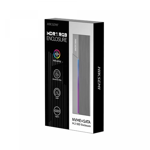 Hiksemi MDR1 USB3.2 Type-C up to 10Gbps M.2 NVMe & M.2 SATA SSD Enclosure with ASUS Aura Sync RGB HS-HUB-MDR1 - 4
