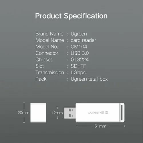 UGREEN 2-in-1 USB 3.0 to SD card / Micro SD Card Reader (40752) - 5