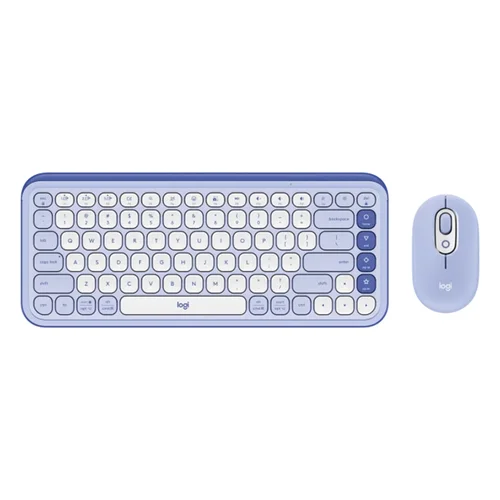 Logitech POP ICON Wireless Keyboard & Mouse Combo, Purple - 1