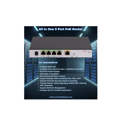 Hikvision All-in-One 5-Port Gigabit PoE VPN Router DS-3WG105GP-SI / Свич салаалагч , Сүлжээний Төхөөрөмж / - 2