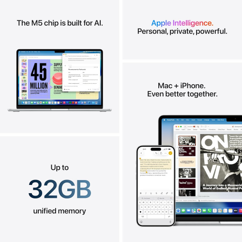 Apple MacBook Air 13" M5-chip, 10-core CPU, 8-core GPU, 16GB RAM, 512GB SSD, Midnight /MDHE4/ - 6