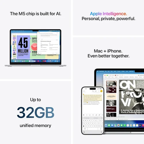 Apple MacBook Air 13" M5-chip, 10-core CPU, 8-core GPU, 16GB RAM, 512GB SSD, Midnight /MDHE4/ - 6
