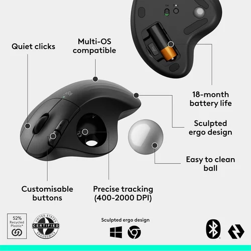 Logitech Ergo M575S Wireless Trackball Mouse Black - 5