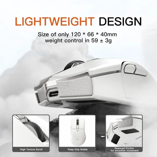 Motospeed Darmoshark N3 Wireless, Wired and Bluetooth Tri-Mode Optical Gaming Mouse, White - 4