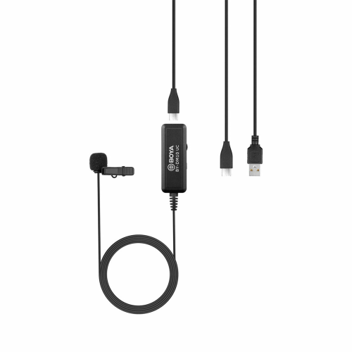 BOYA BY-DM10UC Digital Lavalier Microphone with Monitoring & Android & Type-C and USB Type-A Cables