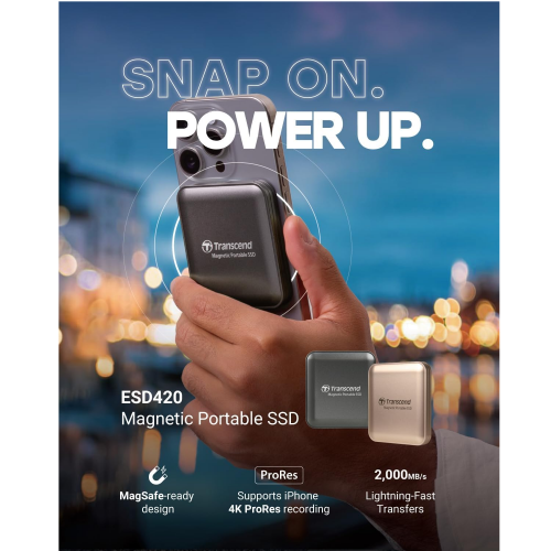 Transcend 1TB ESD420C USB 3.2 Type-C Magsafe External SSD, Iron Gray /TS1TESD420C/ - 3