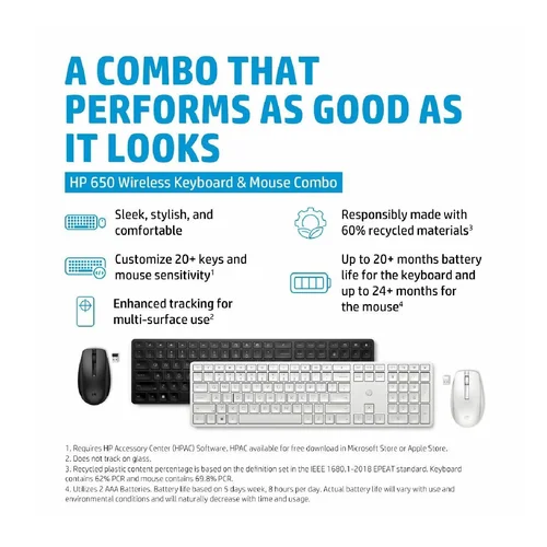 HP 650 Wireless Mouse and Keyboard Combo, Black - 4