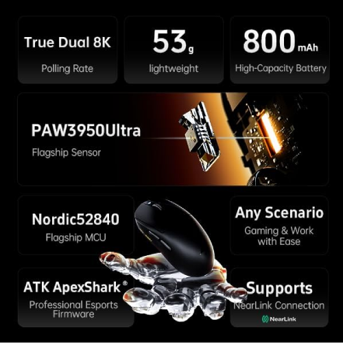 ATK A9 PLUS Wireless Gaming Mouse, White - 4