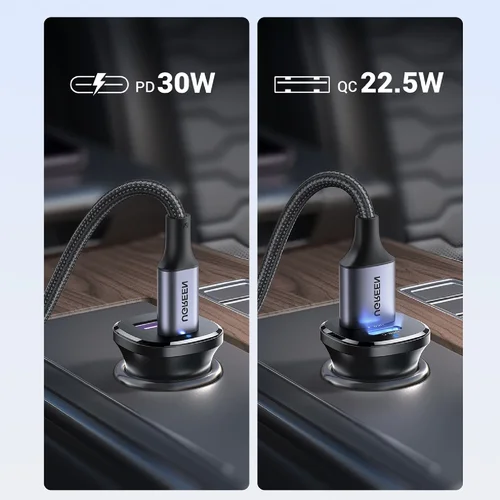 UGREEN USB-C USB-A 30W Fast Car Charger (25845) / Цэнэглэгч , Адаптер / - 4