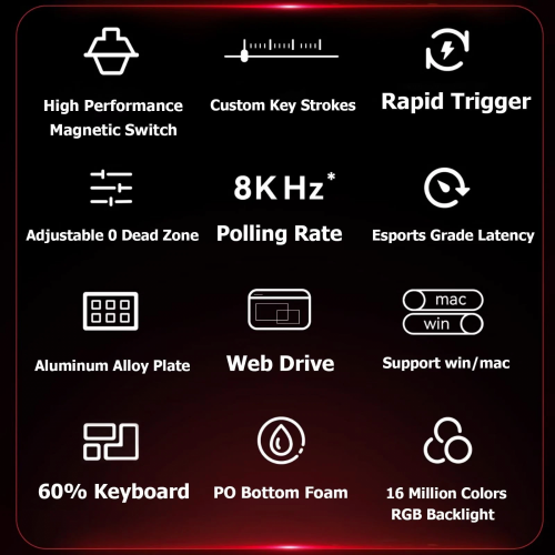 ATK FGG MAD 60 PRO High-Performance Magnetic Gaming Keyboard, Blackberry - 2