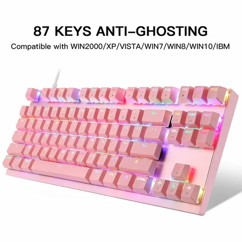 Motospeed GK82 Wired Gaming Mechanical Keyboard, Pink - 2