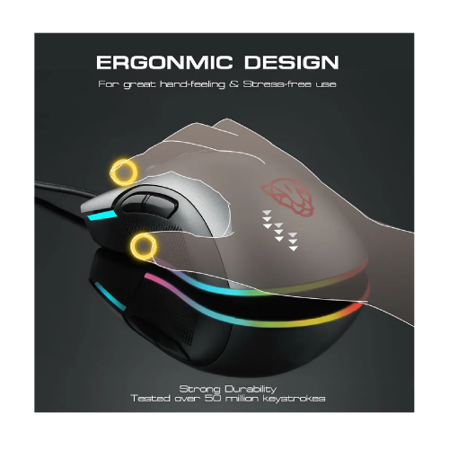 Motospeed V70 USB Wired Gaming Mouse, Grey - 3