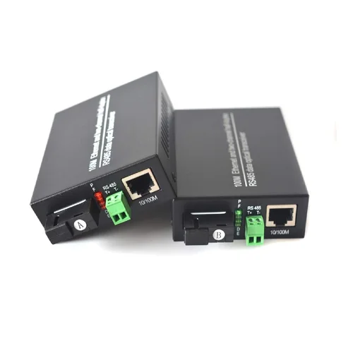 Yisenn RS485 Data Extender Converter with 10/100Mbps Ethernet, 1 BIDI RS-485 over Fiber Optic Transmitter and Receiver - 1