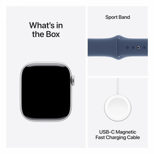 Apple Watch Series 10 GPS 46mm Silver Aluminium Case with Denim Sport Band (S/M) /MWWL3/ - 7