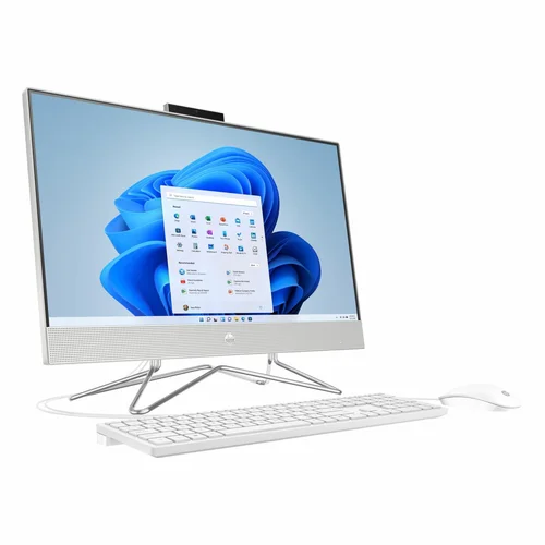 HP 24-cb1010d AIO PC Intel core i5-1235U 4.4Ghz, DDR4 8GB RAM, 256GB PCIe NVMe M.2 SSD + 1TB SATA HDD, Intel Iris Xe Graphics, FHD 23.8-inch Non-Touch, Win11 Home, K&M, Starry White - 4