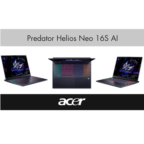 Acer Predator Helios Neo 16S AI PHN16S-71-991Q Intel Core Ultra 9-275HX, DDR5 16GB RAM, 1TB PCIe NVMe SSD, NV RTX5060 8Gb, 16-inch 240Hz WQXGA OLED, Win11 Home, Black - 6