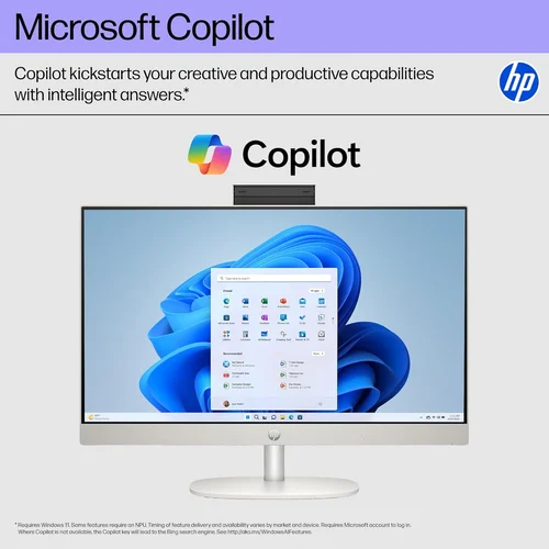 HP Star AIO TPC-Q091 PC Core I5-1334U 5.0 GHz, DDR4 16GB RAM, 512GB PCIe NVMe M.2 SSD, Intel Iris Xe Graphics, FHD 23.8-inch, Touch, K&M, Shell White - 2
