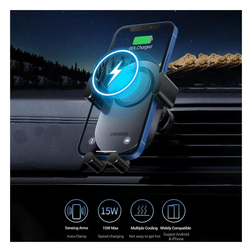 UGREEN 15W Qi Wireless Charger Car Phone Holder (40118) / Цэнэглэгч , Адаптер / - 3