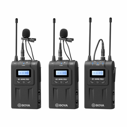 BOYA BY-WM8 PRO-K2 Dual Channel Digital Camera-Mount Wireless Omni Lavalier Microphone System (2.4 GHz)