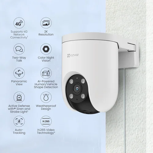 EZVIZ CS-H8c Strobe Light and Siren 4G 2K WiFi PT Camera (R200-1K3KFL4GA) - 2