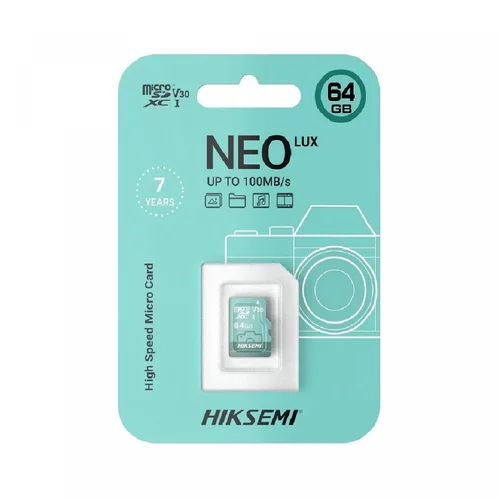 Hiksemi Neo Lux 64GB V30 100MB/s Micro SD Memory Card HS-TF-D3-64G