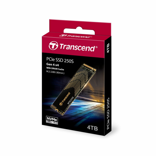 Transcend 4TB 250S NVMe PCIe Gen4x4 M.2 2280 Internal Gaming SSD with graphine heatsink /TS4TMTE250S/